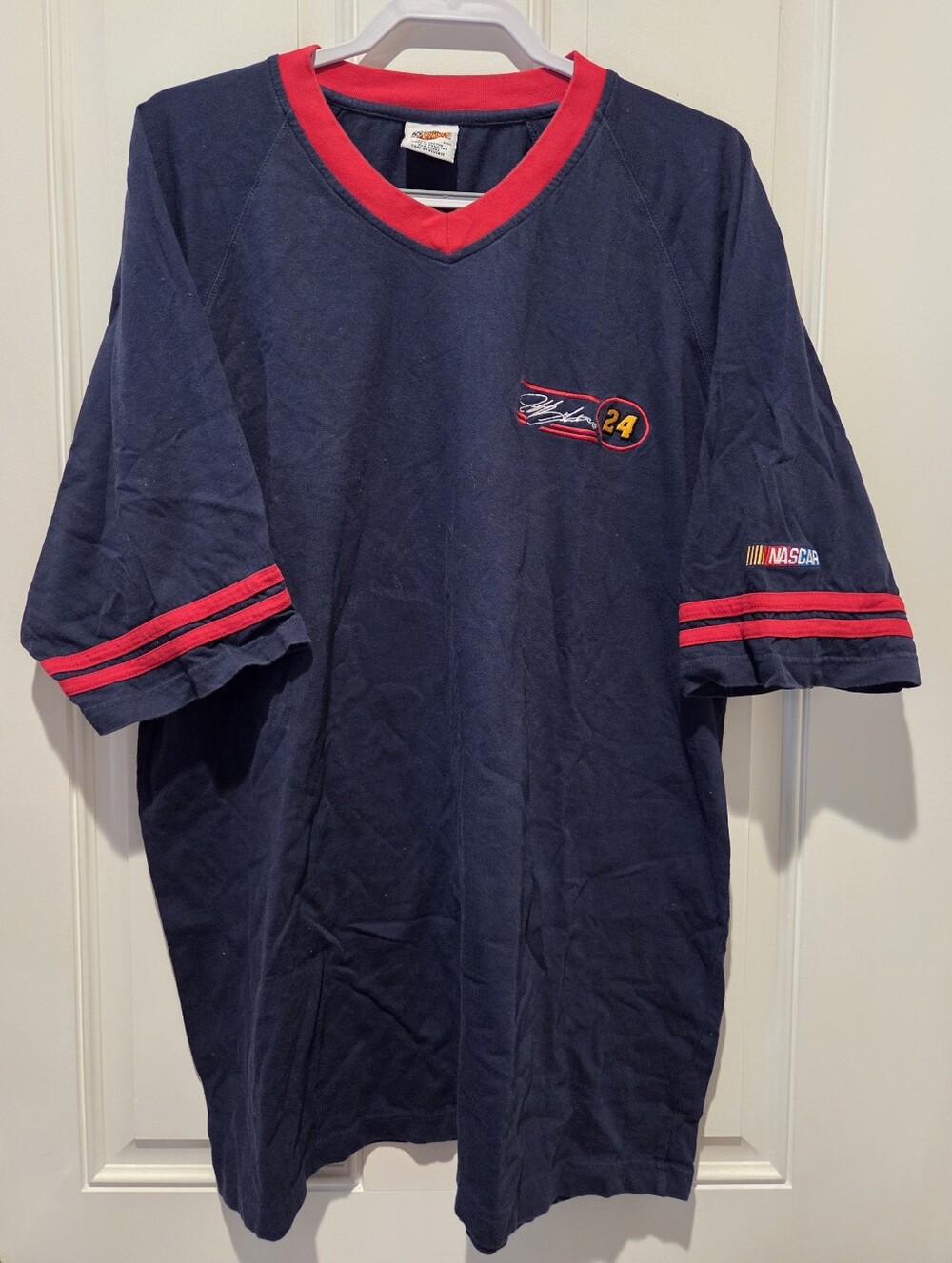 Vintage Winner's Circle Nascar 90s Jeff Gordon #24 V-Neck Ringer Tee Men's XXL